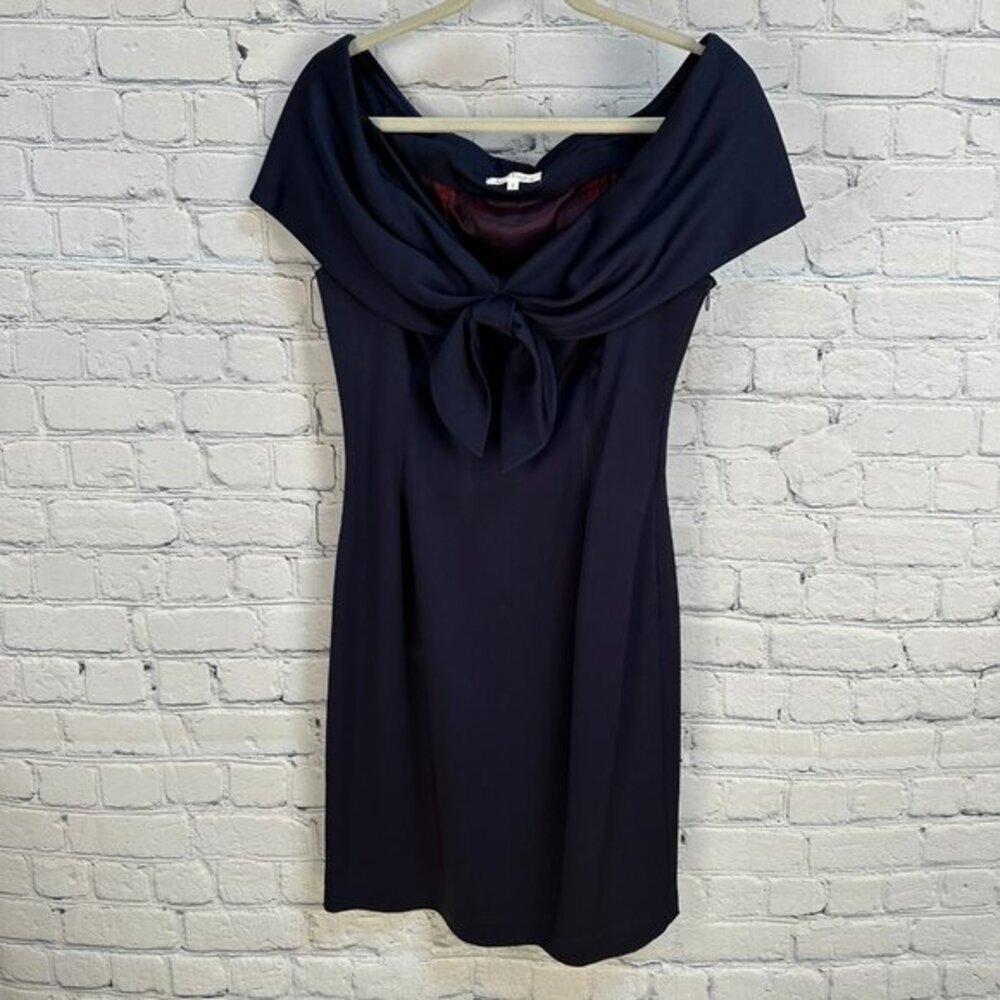 Ann Taylor Women's Sailor Bow Front Sleeveless Knee Length Dress, Size 8, Navy